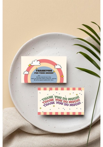 İngilizce Thank You Çift Yön Paketleme Teşekkür Kartı Pytktskk31