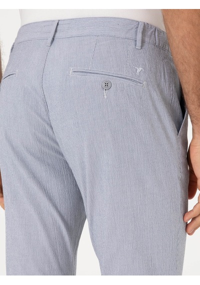 Cacharel Açık Mavi Slim Fit Gofreli Beli Bağcıklı Spor Pantolon Denim
