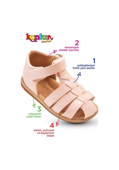 Kaptan Junior Kız Bebek Çocuk Ortopedik Ayakkabı İmlk 305 Pembe