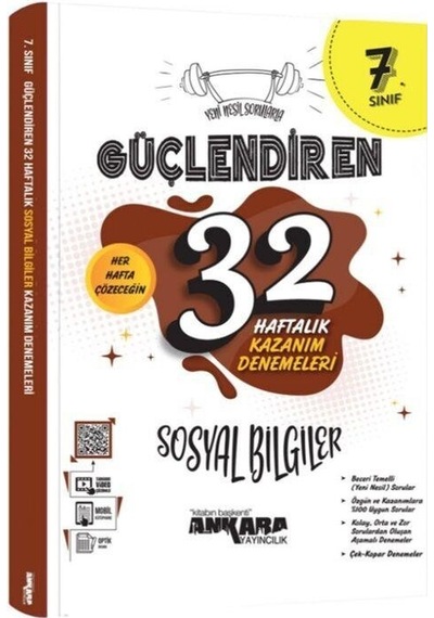 7. Sınıf Sosyal Bilgiler Güçlendiren 32 Haftalık Kazanım Denemeleri Ankara Yayıncılık