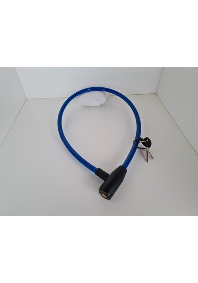 Bisiklet Kilidi - Anahtarlı Çelik Halatlı Kilit 12x80 Kilit Mavi
