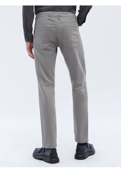 Kip Gri Dokuma Slim Fit Casual Pamuk Karışımlı Pantolon 659489 Gri
