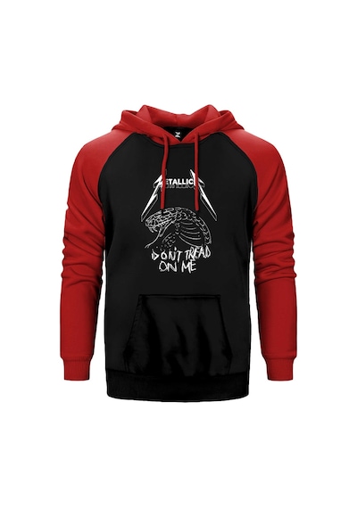 Metallica Don't Tread On Me Kırmızı Renk Reglan Kol Kapşonlu Sweatshirt Kırmızı