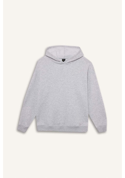 Defacto Relax Fit Kapüşonlu Basic Düz Kalın Sweatshirt D9935ax25wngr93 Gri