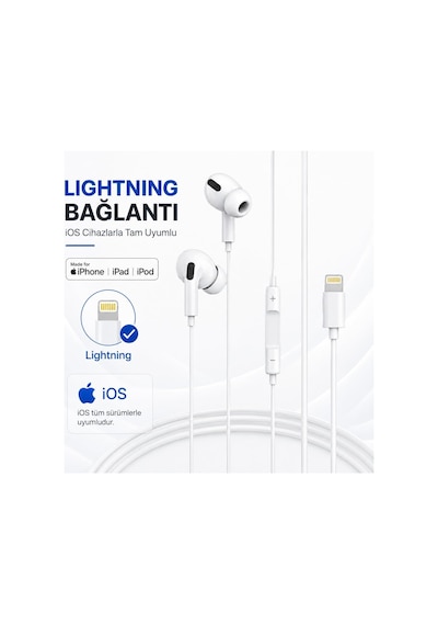 Hp-tk02 Titan Series İos Lightning Bluetooth Kablolu Kulak İçi Kulaklık - Yüksek Kaliteli Stereo Ses Mikrofonlu Ve Ergonomik Tasarımlı 1.2m İphone Uyumlu Kulaklık