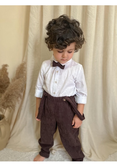 Miababy Papyonlu Fitilli Üçlü Takım kahverengi