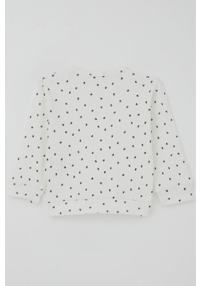Breeze Kız Bebek Pijama Takımı Omuzdan Patlı Mini Çiçek Desenli 4 Ay-1 Yaş, Beyaz Beyaz