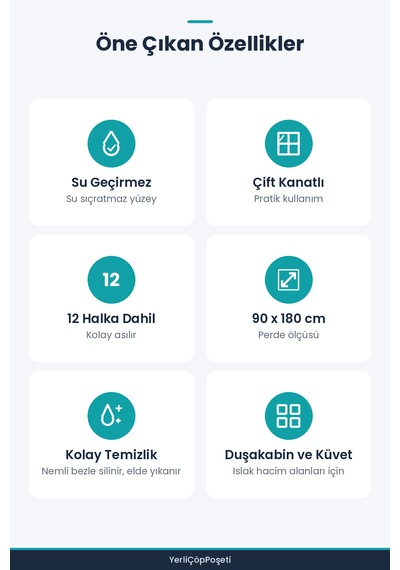 Pvc Duş Perdesi - Çift Kanatlı - 12 Halkalı - 90x180 Cm Şeffaf