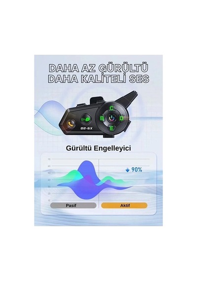 D2-6x 1000m Mesafeli 6 Kanallı İntercom Bluetooth Motosiklet Kask Kulaklığı İntercom Kulaklık 57412489