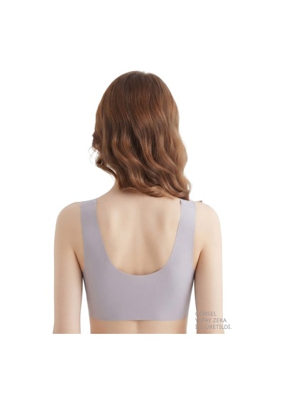 Cottonill Seamless Bra - Neriva Lila Lazer Kesim Önden Düğmeli Minimizer Kadın Sütyen
