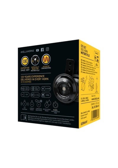 Hella 12v Didit Korna 108 Db 380/480 Hz Motosiklet Takım 71 Mm