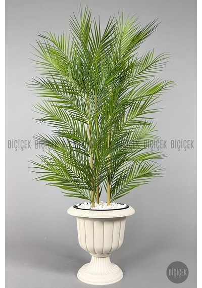 Biçiçek Yapay Areka Palmi̇yesi̇ 130 Cm 33 Yaprak Krem Nergi̇s Saksıda