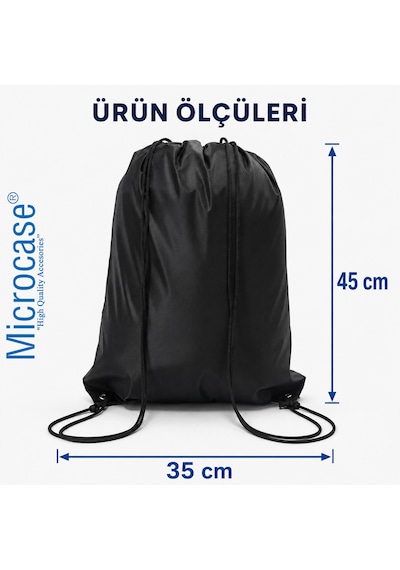 Microcase Su Geçirmez İpli Büzgülü Sırt Askılıklı Spor Çantası Gym Fitness Seyehat Hafif Kullanışlı Çanta 2 Adet Al5626 Siyah