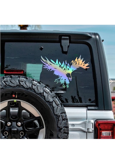 Sticker Dizayn Kartal Sticker - Eagle Beşiktaş Kanatlı Uçan Kartal Sticker - Araba Oto Motosiklet Karavan Cam Sticker - 00321 50X34 Cm