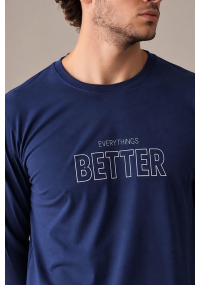 Gd Goldoremi Erkek Everythings Better Orta Kalın Regular Manşetli Uzun Kollu Pijama Takım İndigo Gd Goldoremi Erkek Everythings Better Orta Kalın Regular Manşetli Uzun Kollu Pijama Takım İndigo