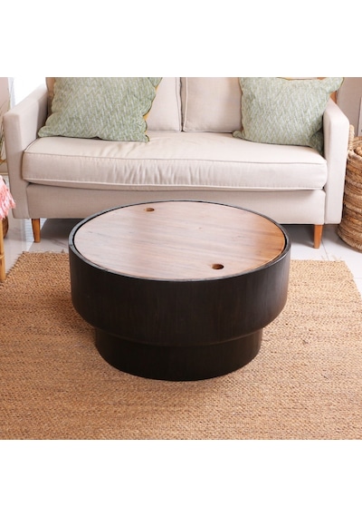 Kivona El Yapımı Teakwood Sehpa & Gizli Saklama 40x76 Cm Siyah-kahverengi