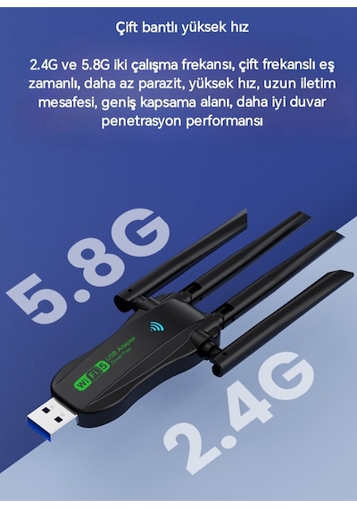 Kebidumei 1300 Mbps Wifi 5 Yüksek Hızlı 5ghz 4 Anten Çift Bant