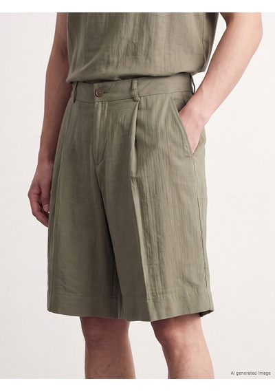 Lc Waikiki Lc Waıkıkı Haki Loose Fit Keten Görünümlü Erkek Şort