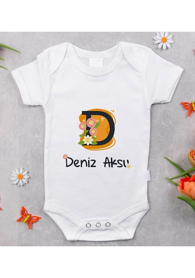 Bitmeyenkartus Bk Kids Isimli Harfli Bebek Body Zıbın - Model 1 Beyaz