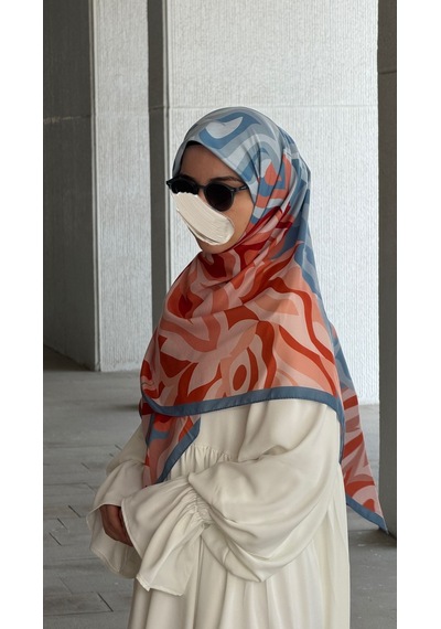 Qalortex Scarf Pamuklu Soft Mihrâ Desen Eşarp-bulut