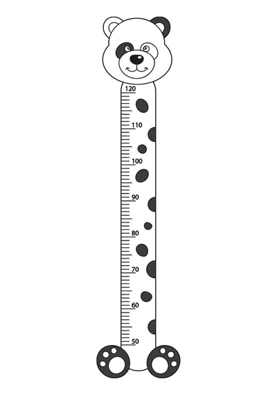 Panda Temalı Çocuk Boy Ölçer Sticker Siyah Beyaz Minimal Duvar Dekoru
