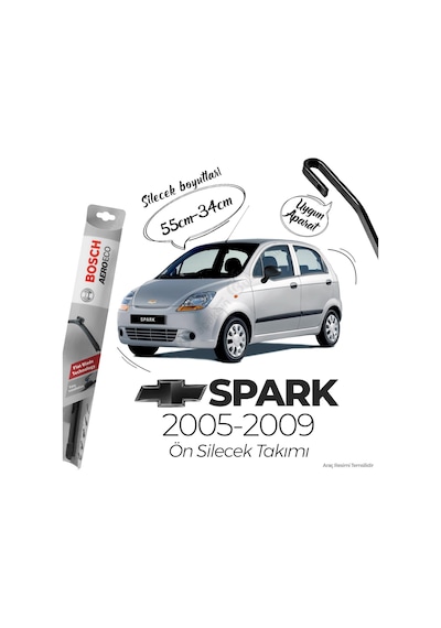 Chevrolet Spark Muz Silecek Takımı 2005-2009 Bosch Aeroeco