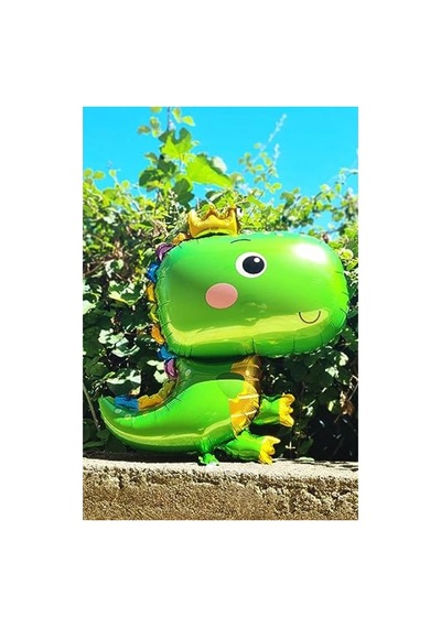 Yeşil Renkli Dinozor Temalı Folyo Balon 2 Yaş Mavi