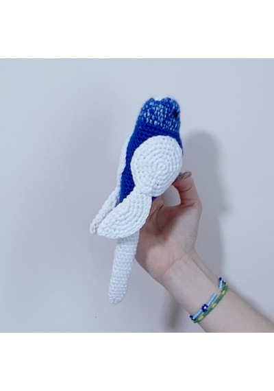 Amigurumi Kuş Muhabbet Kuşu Lacivert Kırçıllı Beyaz Kanat