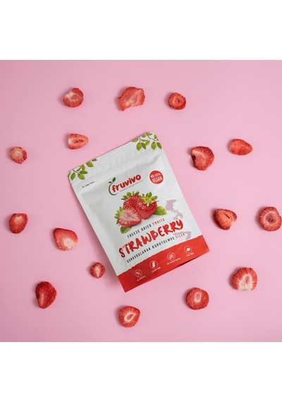 Fruvivo Dondurularak Kurutulmuş Çilek Freeze Dry Çilek Cipsi Şeker İlavesiz %100 Doğal Vegan Atıştırmalık 15 G