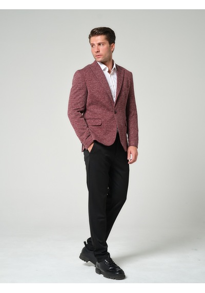 Bonesti Erkek Slim Fit Blazer Ceket Bordo Beyaz Bordo - Beyaz