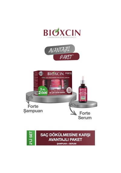 Forte Şampuan 3 Adet 300 Ml Şampuan + Forte Serum 50 Ml 1 Adet