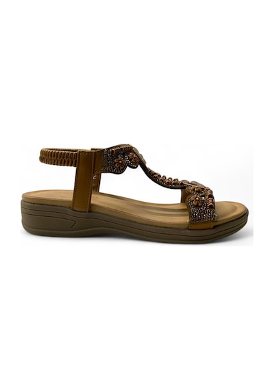7053 Kadın Anatomik Taşlı Sandalet Camel