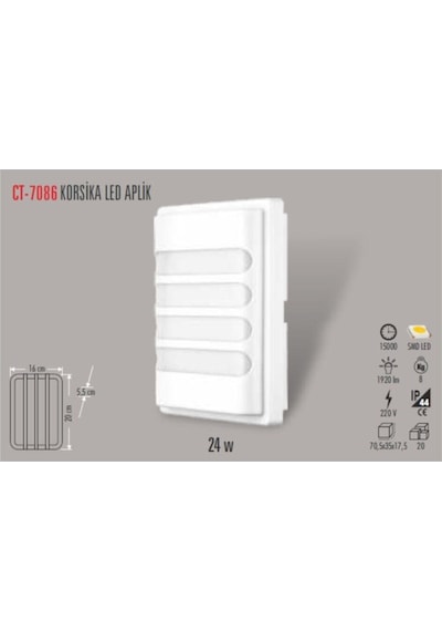 Cata Ct7086 24w Korsika Led Armatür Beyaz Kasa