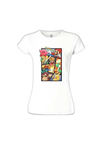 Super Mario - Smaash Beyaz Kadın Tshirt 001