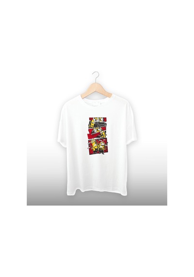 Miyonlar Detaylı Unisex Tişört Beyaz