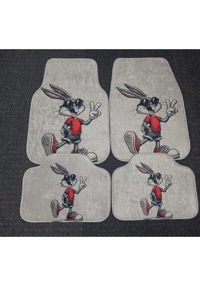 Bugs Bunny Desenli Kaymaz Taban Dekoratif Oto Halı Paspas Üniversal Yıkanabilir Her Araca Uyumlu Ka