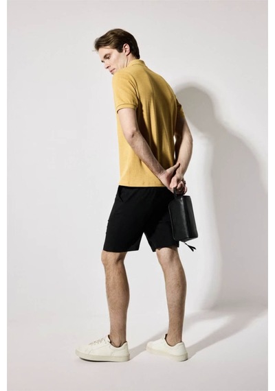 Defacto Regular Fit Keten Karışımlı Siyah Erkek Şort D4277ax/bk27