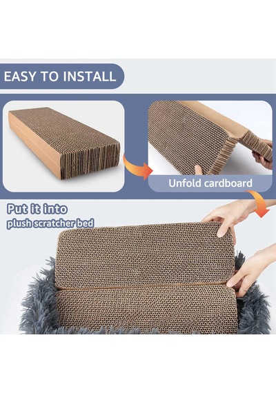 Kedi Scratcher Yatağı,çıkarılabilir Kartonlu Kedi Scratcher Kutusu,oluklu Mukavva Dikdörtgen Kedi Kazıma Salonu,mobilya Koruması İçin Büyük Kedi Kazıma Pedi Koyu Gri
