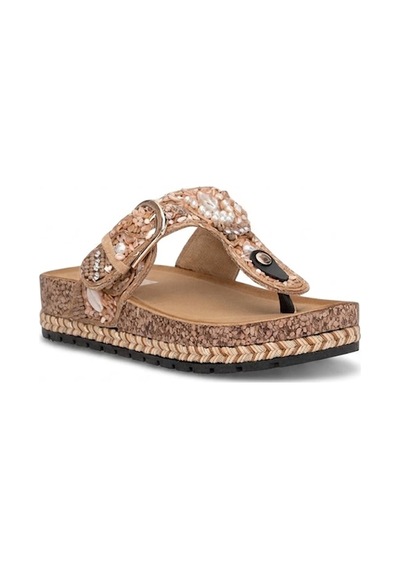 Guja 26y217-4 Kadın Taşlı Düz Terlik Camel