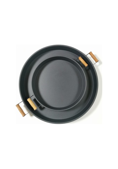 Kitchen Trend 2 Li 51 CM ve 37 CM Ahşap Kulplu Metal Yuvarla .
