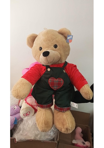 Halley Oyuncak Kıyafetli Peluş Erkek Ayı Uyku Arkadaşım 80 Cm Pelüş Çok Renkli