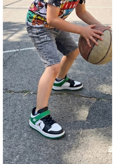 In Step Pedira Erkek Çocuk Beyaz Yeşil Basketbol Tarzı Cırtlu Spor Ayakkabı Beyaz-yeşil