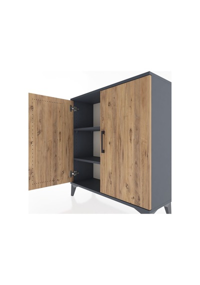 Arges Şifonyer 2 Raflı 2 Kapaklı 88x30x96 Antrasit-çam Antrasit