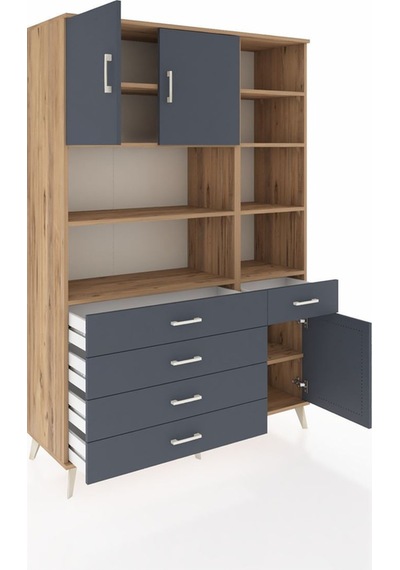 Hyperion Dolap 9 Raflı 5 Çekmeceli 3 Kapaklı 132x44x195 Çam-antrasit/antrasit Antrasıt/antrasıt Hyperion Dolap 9 Raflı 5 Çekmeceli 3 Kapaklı 132x44x195 Çam-antrasit/antrasit Antrasıt/antrasıt