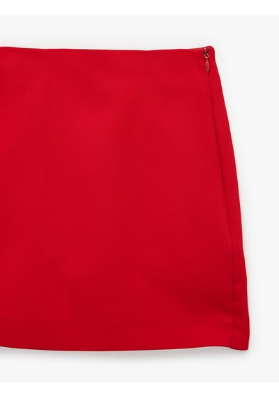 Koton Slim Fit Cepli Mini Şort Etek Kırmızı 7wak40027pw