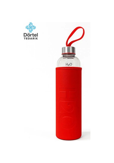 H2o Deri Kılıflı Cam Matara 1000 Ml Kırmızı