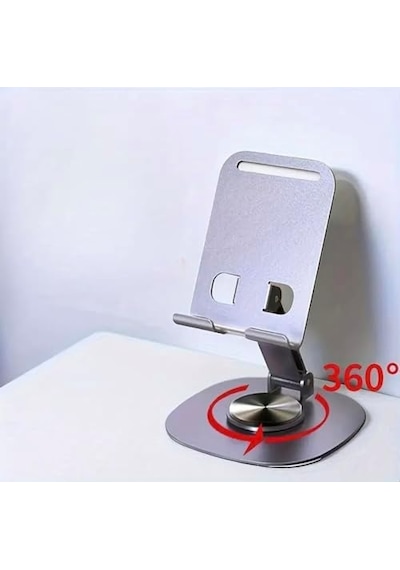 Metal Alüminyum 360 Derece Dönebilen Yk Design Masa Üstü Telefon Tutucu, Yüksekliği Ayarlanabilir, Profosyonel Kullanıma Uygun, Darbelere Dayanıklı, Tüm Telefonlara Uyumludur