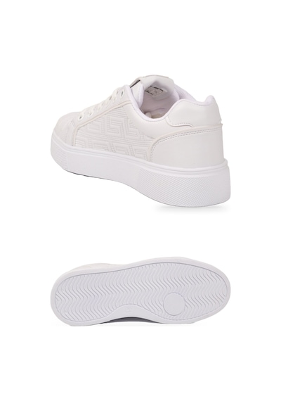 Walkway Beyaz Bağcıklı Kalın Tabanlı Rahat Şık Unisex Casual Yürüyüş Ve Spor Ayakkabı Sneaker 26201 G