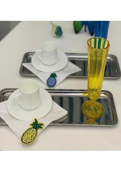 Paslanmaz Çelik Dikdörtgen Model 6 Adet Aksesuarsız Sunum Tepsisi Gümüş