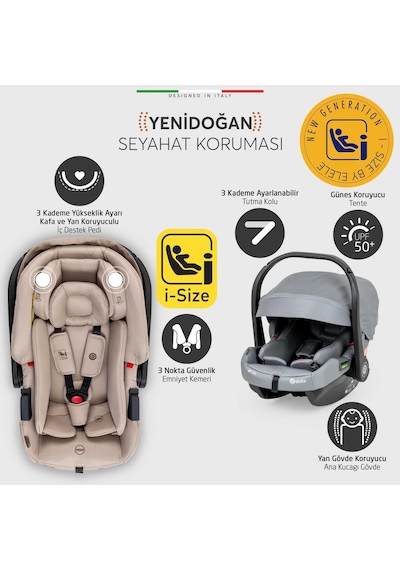 Elele Cabina Kabin Tipi Travel Sistem Bebek Arabası Gri